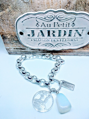 Imagen 3 de 8 de Pulsera Acero Blanco El Principito Con Piedra De La Luna