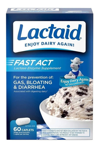 Lactaid Fast Act 60 Capsulas Enzima Lactase Sabor Sem sabor