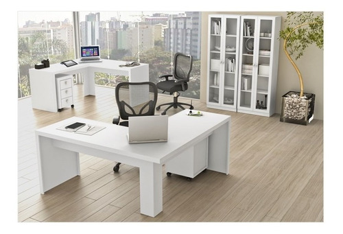 Ambiente Para Home Office 06 Peças Branco Tecno Mobili