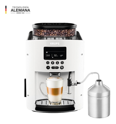 Cafetera Espresso Krups Automática Blanca Expreso Full Auto Display Blanca + Lechero EA816170