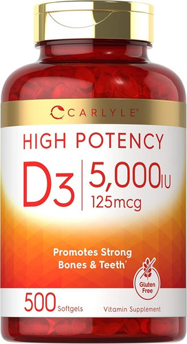 Vitamina D3 5,000iu Natural 500 Softgels Sabor N/A