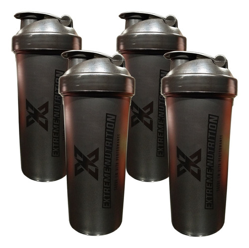 Imagem 1 de 1 de Kit Com 4 Coqueteleiras Preta 700ml Extreme Nutrition