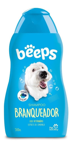 Shampoo Para Cães Branqueador Beeps Pet Society - 500ml Fragrância Blueberry