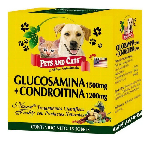 Glucosamina + Condroitina Para Perros Y Gatos X 15 Sobres