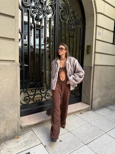 Campera/saco/chaqueta/tapado De Piel Sintética Para Mujer