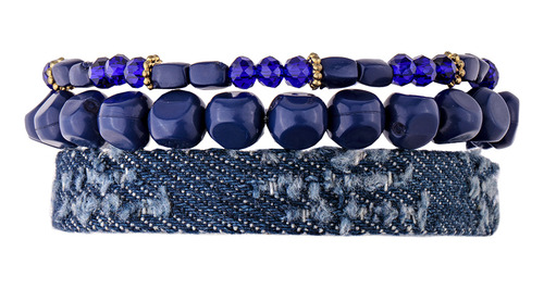 Kit De Pulseiras Masculina Sodalita Azul Comprimento 18 cm