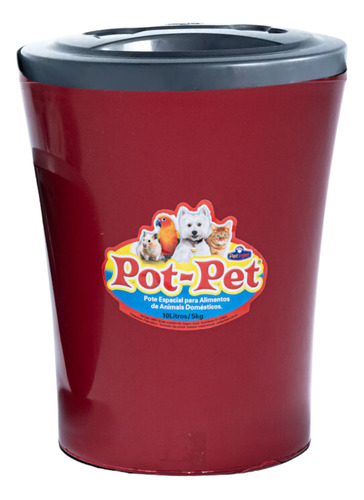 Pote Para Ração Alimentos Animais Pet 3l/1,5kg Vermelho