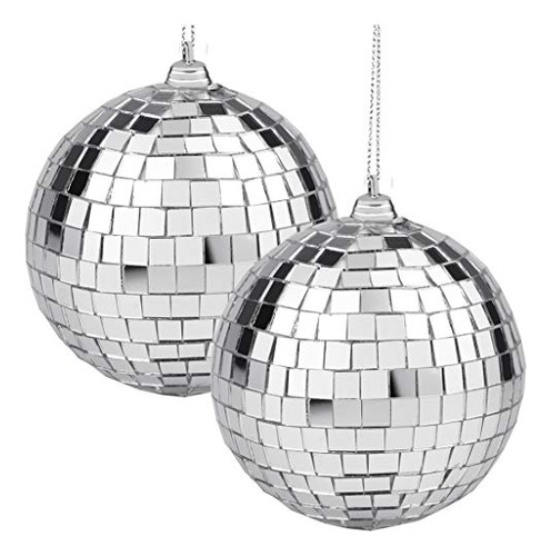 Bola Colgante Plateada De 2 Piezas Disco Mirror Balls Para L