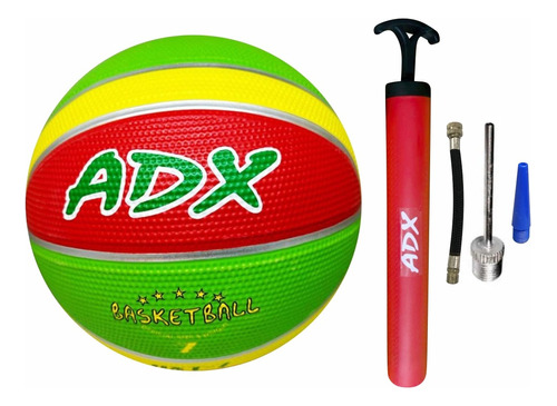 Balon Basquet Bxt7 # 7 + Bomba Adx Peso/medida Reglamentaria