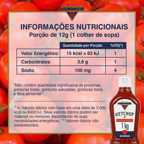 Ketchup Hemmer Tradicional Bisnaga 1kg