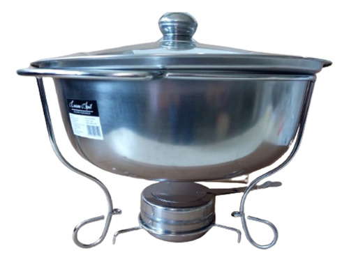 Chafer Bufetera Redonda Acero Inoxidable Tapa De Cristal