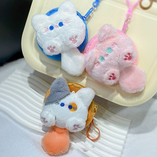 Monedero De Felpa Con Forma De Gato De Cola Larga, Regalos P