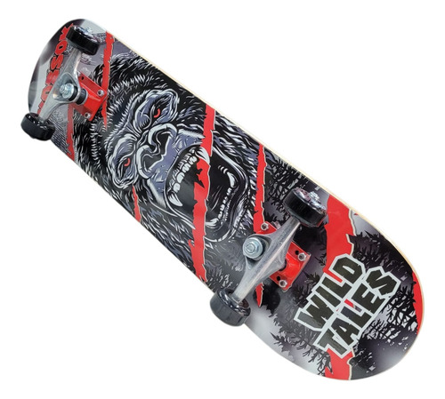 Skate Completo Kossok Patineta Eje De Aluminio Lija 9 Maple Negro Rojo 530