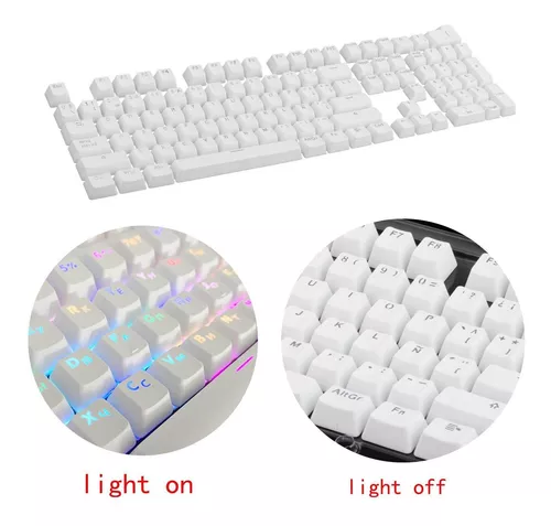 104 Teclas Keycaps Keycap Set Top Print Blanco Español