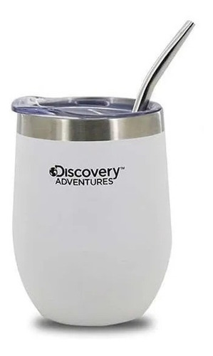 Mate Acero Inoxidabl Vaso Termico Discovery Tapa Y Bombilla Color Blanco