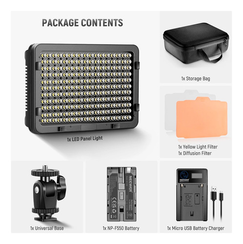 Luz Continua Led Neewer Pt-176s (gratis: Bat.+ Carg.+ Estu.)