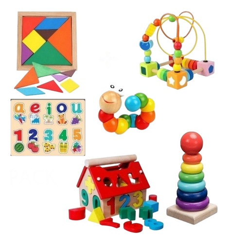 Juguetes Didácticos De Madera Niños/bebe Estimulación Set 6