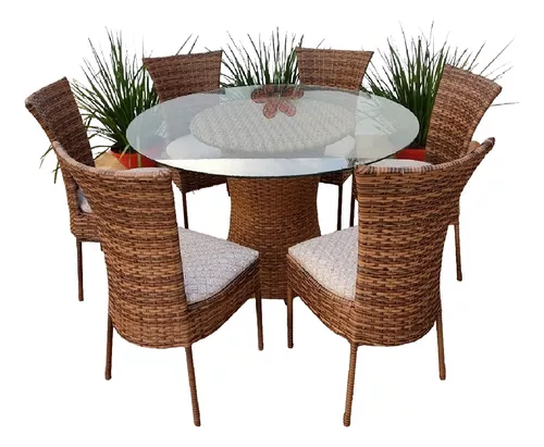 Conjunto de mesa com 6 cadeiras para area externa - Rafaele