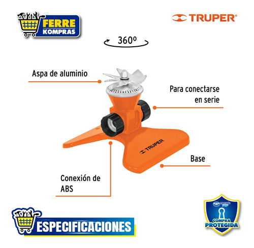 Aspersor Base Metálica, Con Aspas De Aluminio 10329