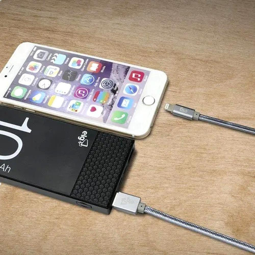 Imagem 3 de 3 de Cabo Lightning Flat Em Nylon Reforçado 1m Cinza L810by ELG