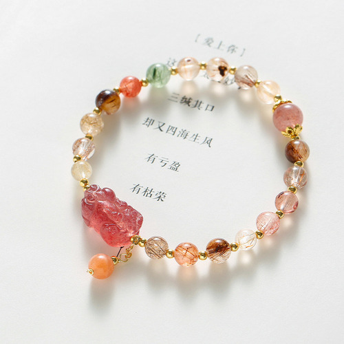 Pulsera Cordón Elástico Cristal Fresa 1