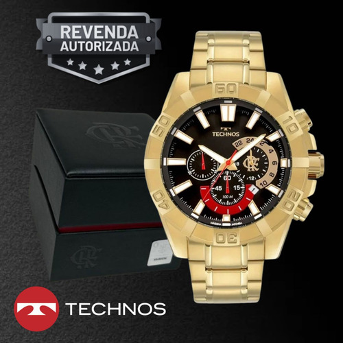 Relógio Technos Cronógrafo Flamengo Troca Pulseira Dourado