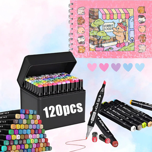 * Kit Canetas Touch 120 Cores E 1 Livro Stitch De Colorir