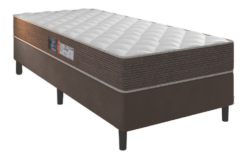 Cama Box Portobel solteiro colchão molas pequim 88 e 58cm marrom branco cor marrom e branco