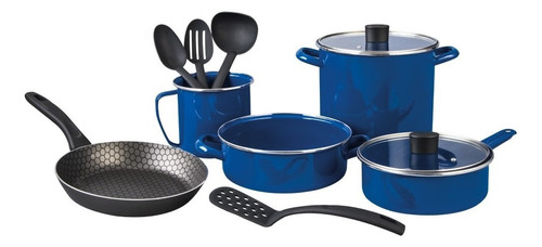 Batería De Cocina Cinsa Praktica En Color Azul De 11 Piezas