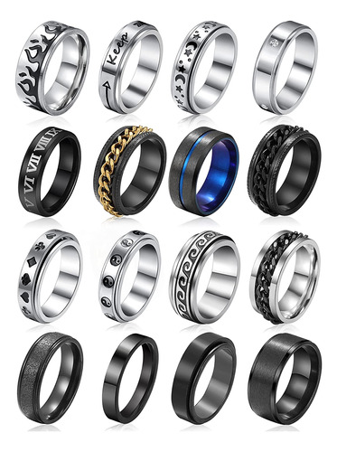 Anillos Antiestrés De Acero Inoxidable Para Hombres, Anillos