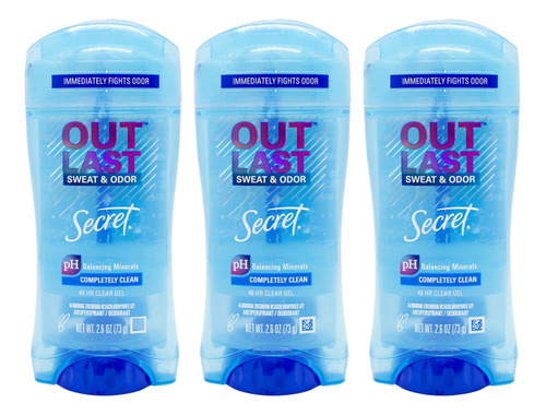 Secret X3 Desodorante Clear Gel Outlast Completely Clean 