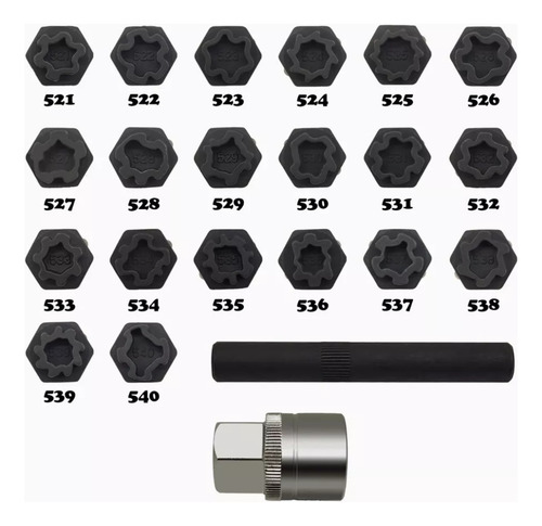 Kit Extractores Birlos Seguridad Macho Vw Seat Audi 22 Pzas