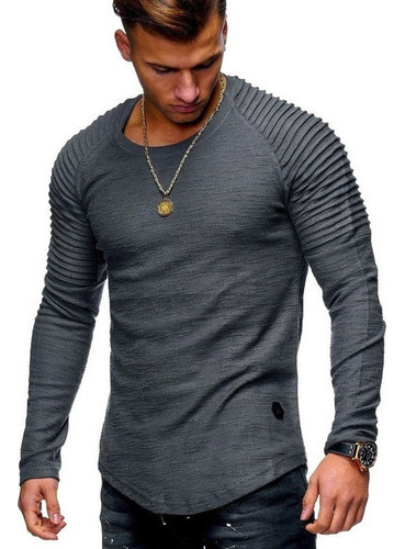 Playera Hombre Manga Larga Slim Fit Moda Casual Calidad