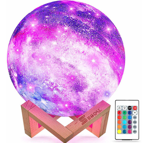 Nocturna Para Niño Lampara Diseño Luna Galaxia 3d 16 Color P