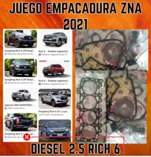 Juego Empacadura Camioneta Zna Rich 6 Motor 2.5 Nissan Zd25