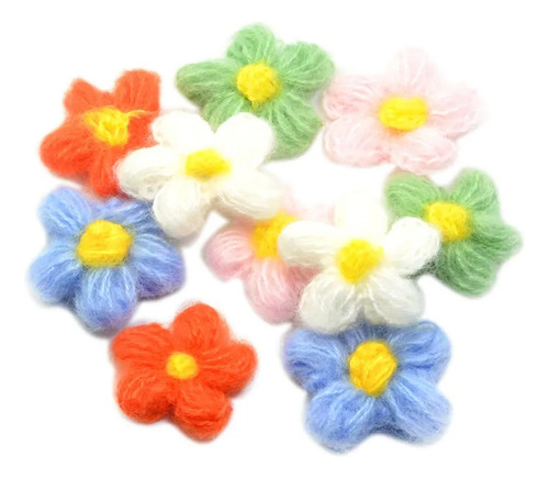 2 X 10x De Lana Crochet Flores Para Coser - Apliques De