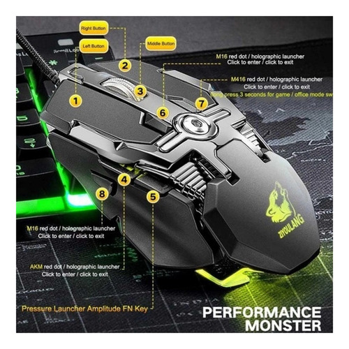 Mouse Gamer Profesional Usb Zi You Lang V15 Rgb