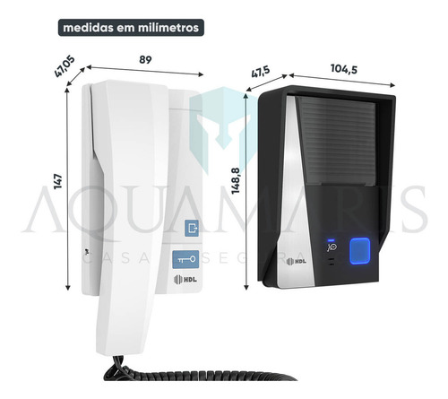 Kit Interfone Com Fechadura Elétrica Hdl Com Botão +3 Chaves Cor Branco 127/220V
