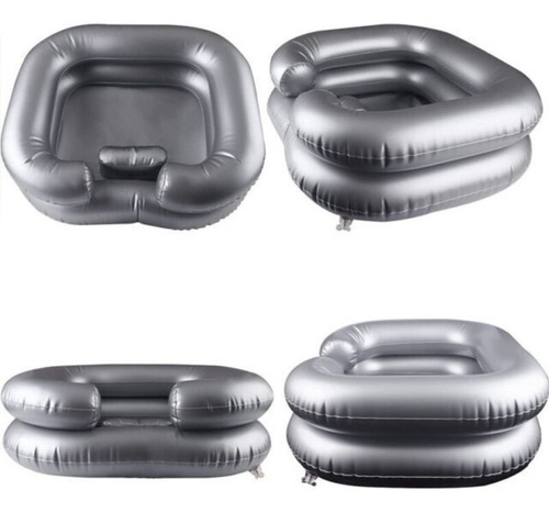 Lavabo Portátil Inflable Para Lavar Cabello En Cama Gris