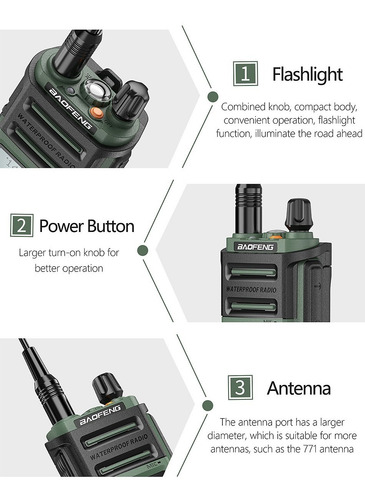 Imagem 3 de 10 de Rádio Baofeng Uv-9r Pro Uhf Vhf Ip68 10w Uv 9r Verde Miltar