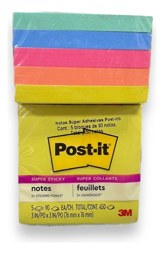 Notas Adhesivas 3m Post It Summer Joy 3x3in 5 Block = 450hjs