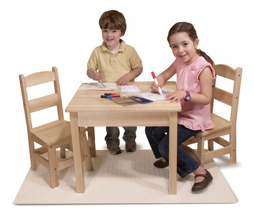 Melissa & Doug Mesa Y Sillas En Madera Sólida, Muebles Para