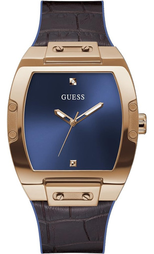 Guess Men's Trend Casual Tonneau Diamond 43mm Watch Blue Dia