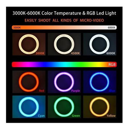 Aro Luz Led 12 Pulgadas Rgb 20 Colores Foto Selfie Tiktok