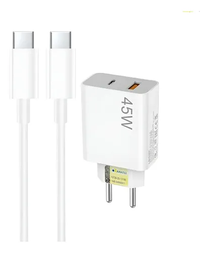 Carregador Turbo 45w Pdtipo C Compativel Samsung Xiaomi Moto