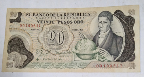 Billete De 20 E Reposición Del Año 1982