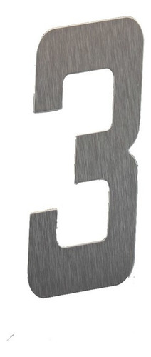 Número Residencial Prata Escovado 3 13cm Metalmidia