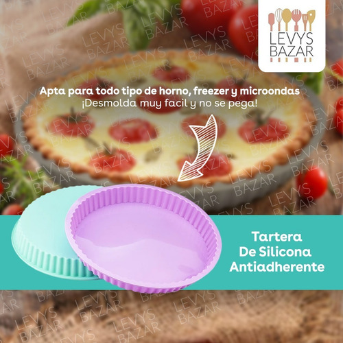 Imagen 2 de 10 de Tartera De Silicona Apta Horno Torta Antiadherente Desmonta
