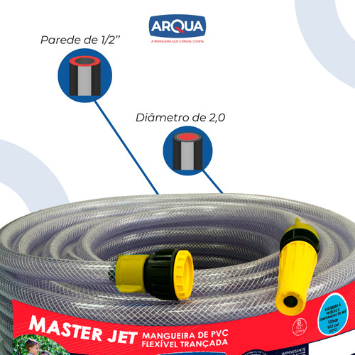 Mangueira Para Jardim Com Esguicho 1/2 X2,0mm Arqua Cor Cristal