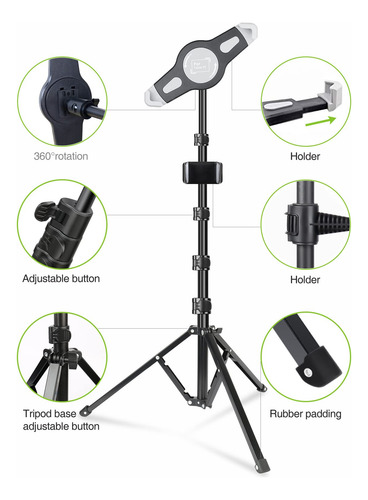 Soporte De Trípode Elitehood Para Ipad 65 Pulgadas Ajustable Color